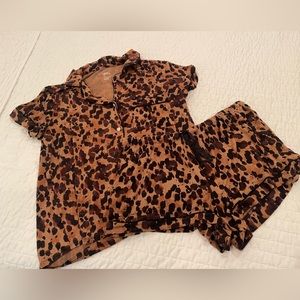 Stars above leopard pajama set medium